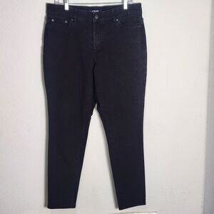 Chaps Womens 12 Black Skinny Jeans Stretch Mid Rise Slim Denim Pants Classic